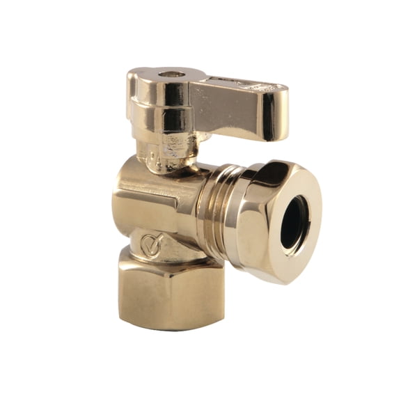 Kingston Brass KF4410PB 1/2-Inch FIP x 1/2-Inch or 7/16-Inch Slip Joint Quarter-Turn Angle Shut-Off Valve in Polished Brass