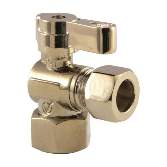 Kingston Brass KF4440PB 1/2" FIP x 1/2" OD Comp Angle Stop Valve, Polished Brass