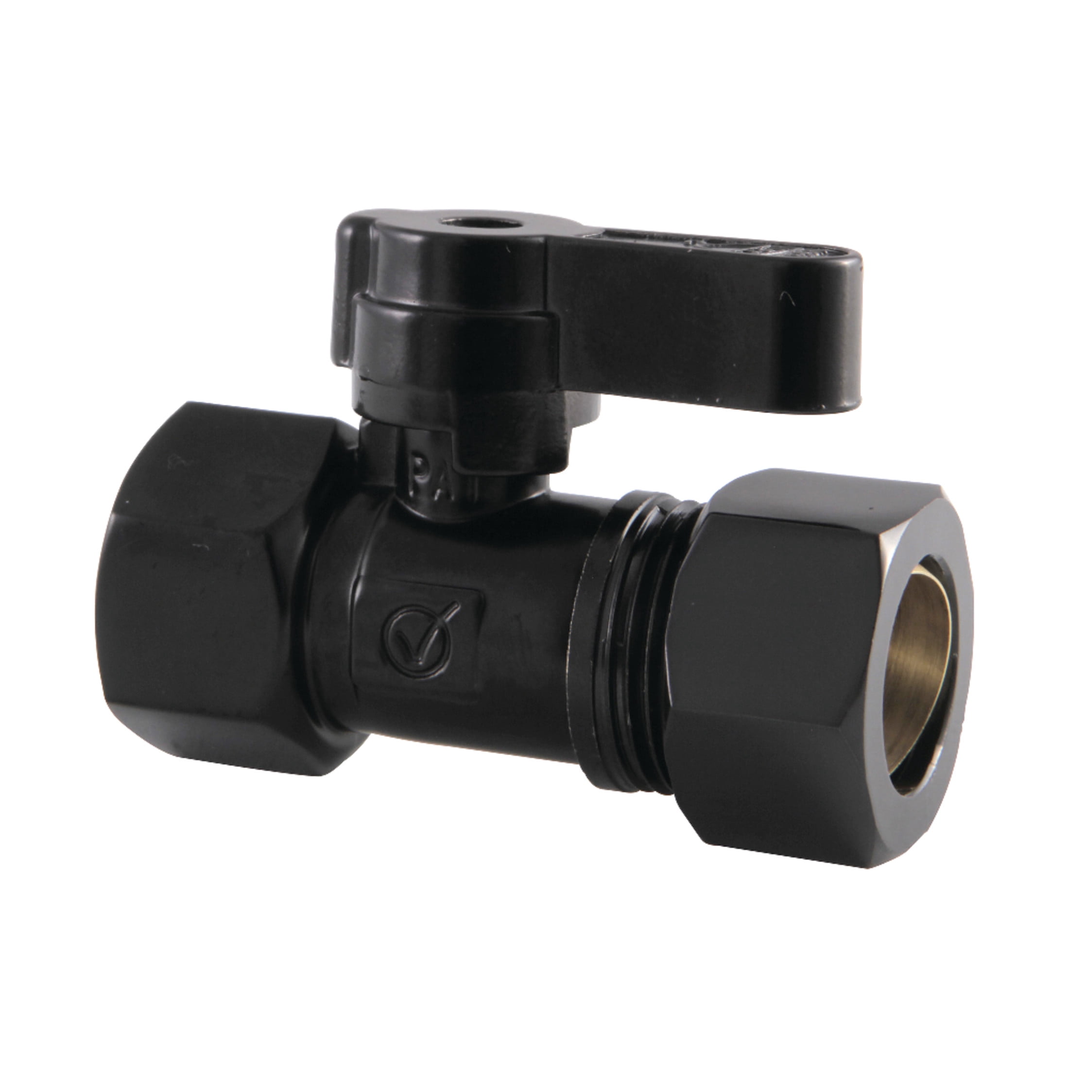Kingston Brass KF4515MB 1/2-Inch FIP x 5/8-Inch O.D. Comp Quarter-Turn Straight Shut-Off Valve in Matte Black