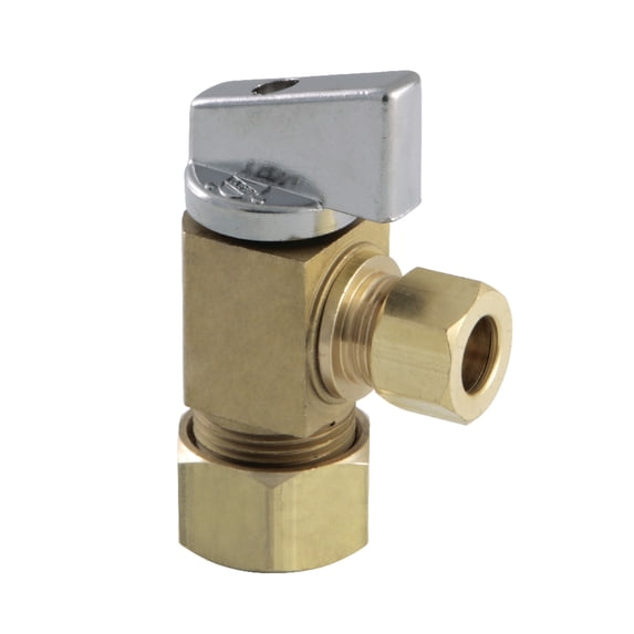 Kingston Brass KF53304CTL 5/8" O.D x 3/8" O.D. Compression Quarter Turn Angle Stop Valve, Raw Brass
