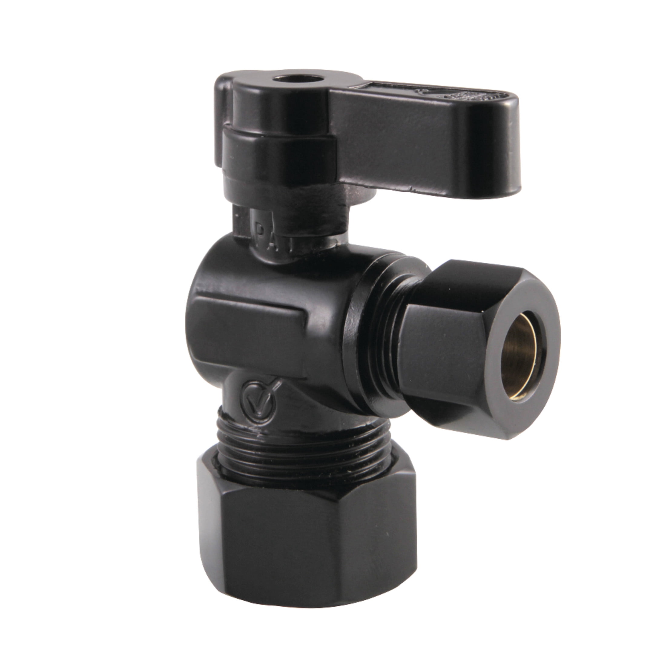 Kingston Brass KF5330MB 5/8-Inch O.D. Comp x 3/8-Inch O.D. Comp Quarter-Turn Angle Shut-Off Valve in Matte Black