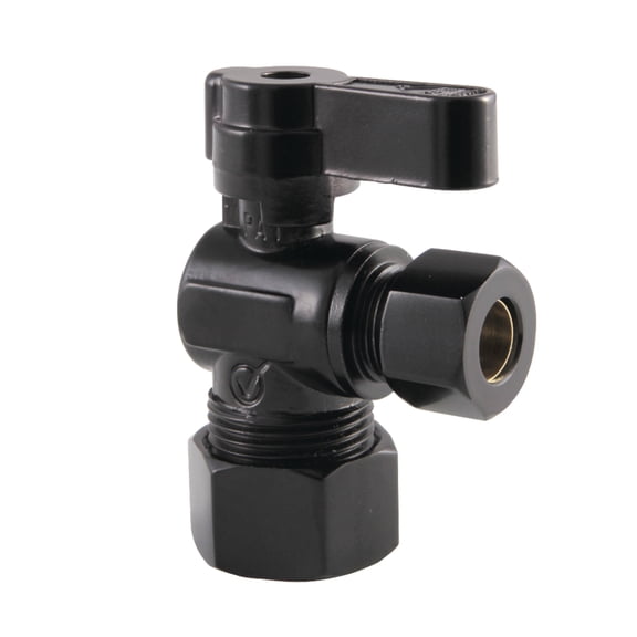 Kingston Brass KF5330MB 5/8-Inch O.D. Comp x 3/8-Inch O.D. Comp Quarter-Turn Angle Shut-Off Valve in Matte Black
