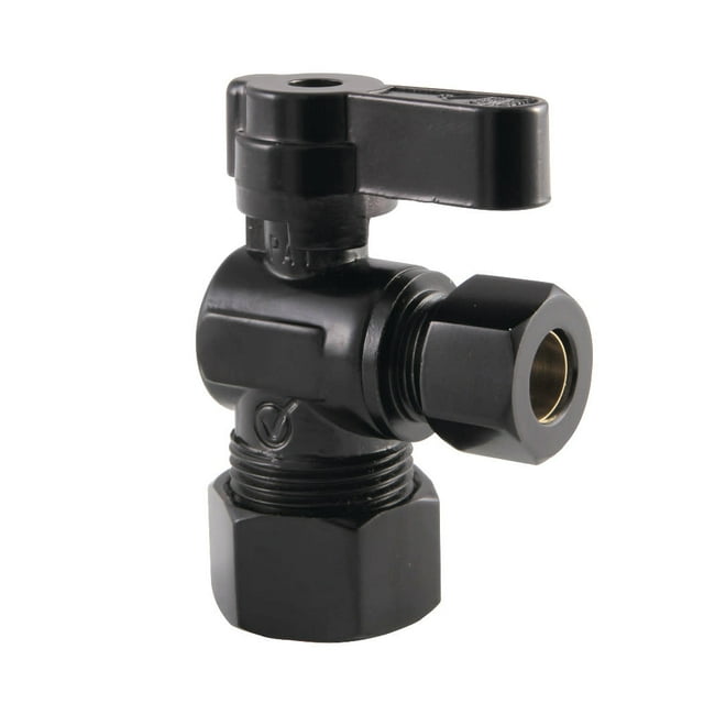 Kingston Brass KF5330MB 5/8" OD Comp x 3/8" OD Comp Angle Stop Valve, Matte Black