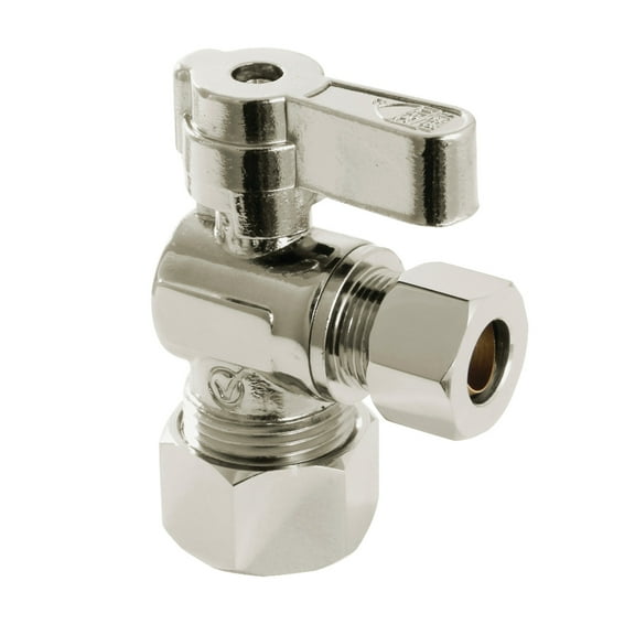 Kingston Brass KF5330PN 5/8" OD Comp x 3/8" OD Comp Angle Stop Valve, Polished Nickel