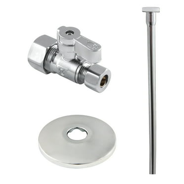 Kingston Brass KF53351TKF20 Toilet Supply Kit, 5/8" OD x 3/8" OD Comp Straight Valve, Polished Chrome