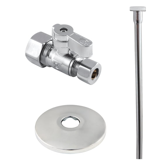 Kingston Brass KF53351TKF20 Standard Mount Toilet Supply Kit, 5/8" OD x 3/8" OD Comp Straight Valve, Polished Chrome