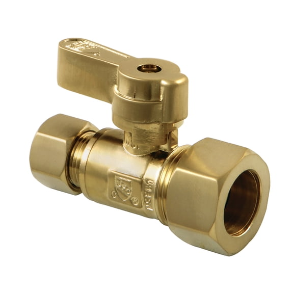 Kingston Brass KF5335BB 5/8-Inch O.D. Comp x 3/8-Inch O.D. Comp Quarter-Turn Straight Shut-Off Valve in Brushed Brass