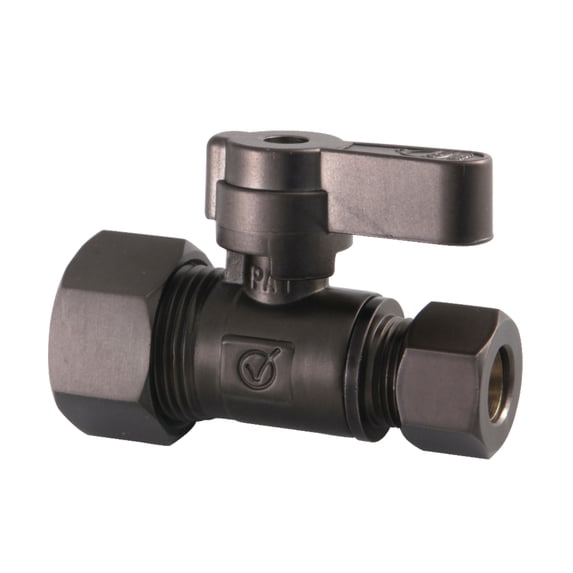 Kingston Brass KF5335ORB 5/8-Inch O.D. Comp x 3/8-Inch O.D. Comp Quarter-Turn Straight Shut-Off Valve in Oil Rubbed Bronze