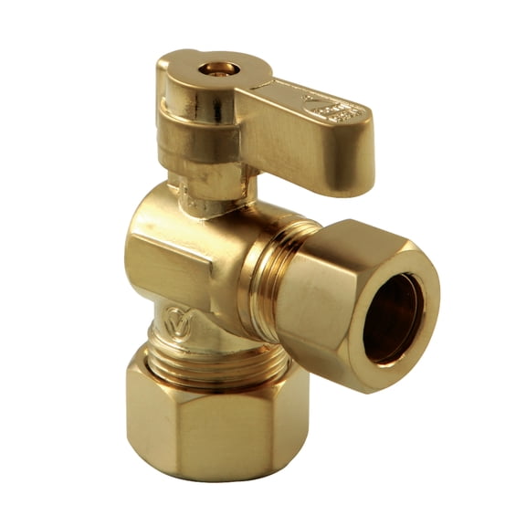 Kingston Brass KF5440BB 5/8-Inch O.D. Comp x 1/2-Inch O.D. Comp Quarter-Turn Angle Shut-Off Valve in Brushed Brass