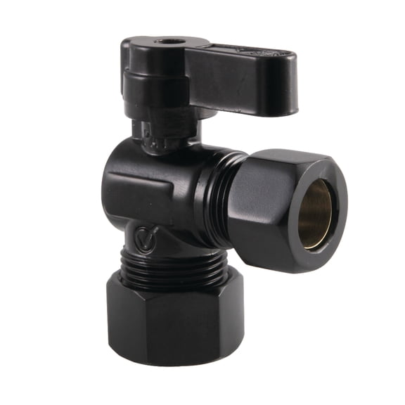 Kingston Brass KF5440MB 5/8-Inch O.D. Comp x 1/2-Inch O.D. Comp Quarter-Turn Angle Shut-Off Valve in Matte Black