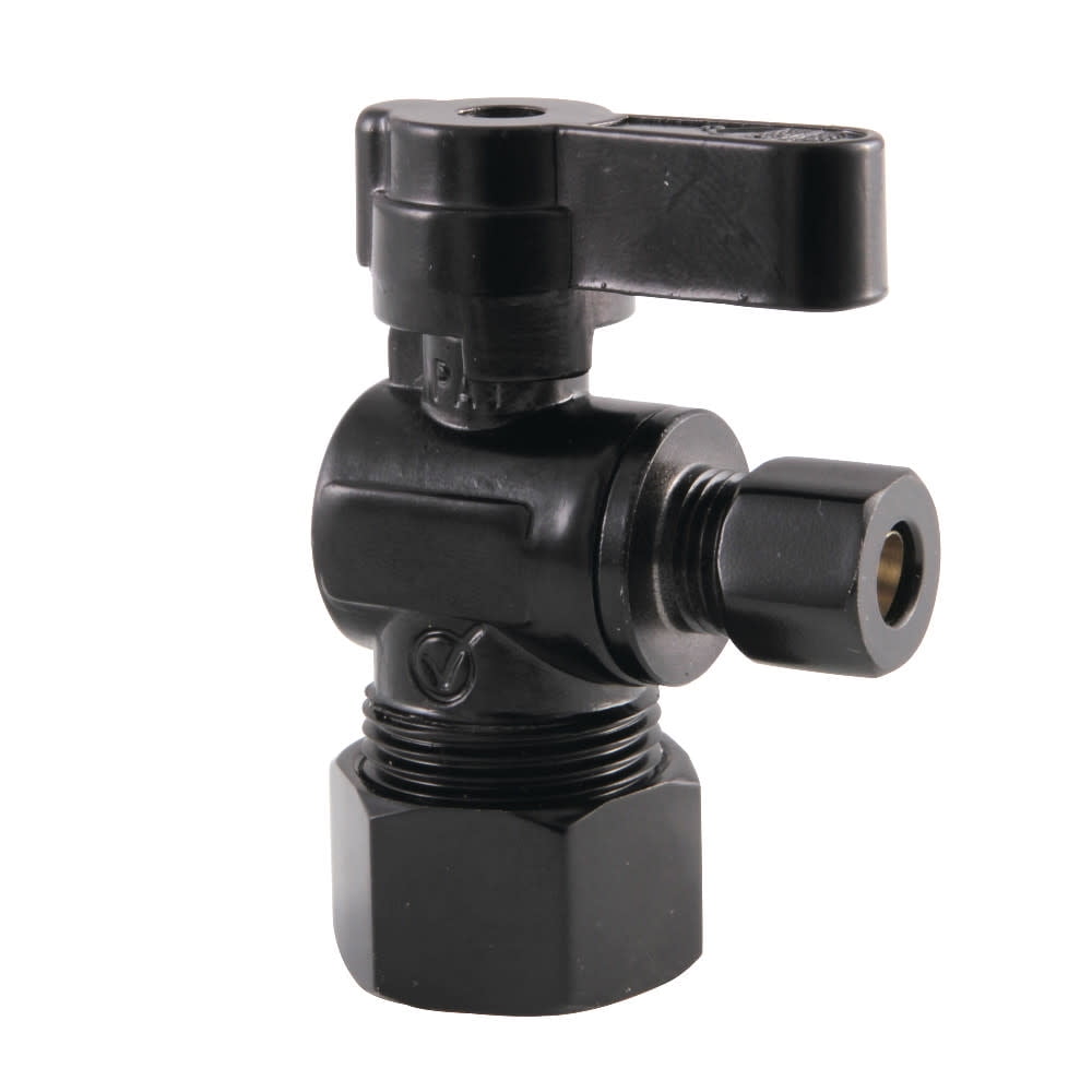 Kingston Brass KF5814MB 5/8" OD Comp x 1/4" OD Comp Angle Stop Valve, Matte Black