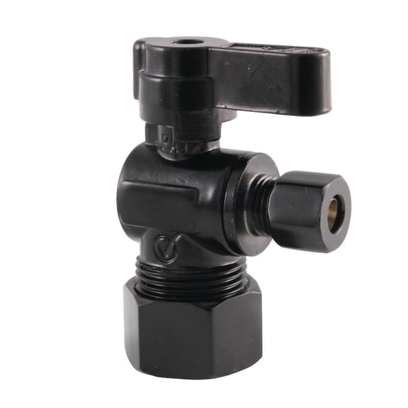 Kingston Brass KF5814MB 5/8" OD Comp x 1/4" OD Comp Angle Stop Valve, Matte Black