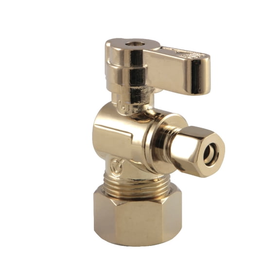 Kingston Brass KF5814PB 5/8" OD Comp x 1/4" OD Comp Angle Stop Valve, Polished Brass