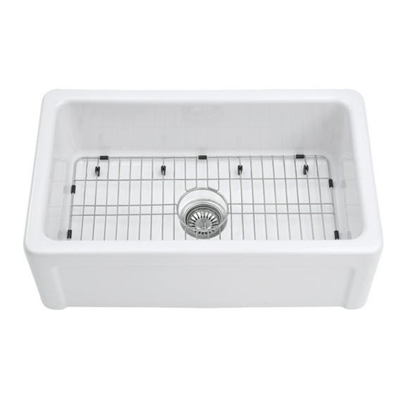 Gourmetier KGPF311910YHC 30" Fireclay Farmhouse Kitchen Sink, Glossy White