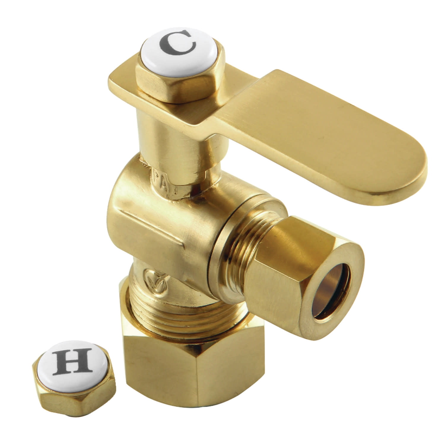 Kingston Brass KL5330PB 5/8" OD Comp x 3/8" OD Comp Angle Stop Valve, Polished Brass