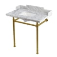 thumbnail image 1 of Kingston Brass KMS36227M38SQ7 Wesselman 36" Carrara Marble Console Sink with Stainless Steel Legs (8-Inch, 3-Hole), Carrara Marble White/Brushed Brass, 1 of 4