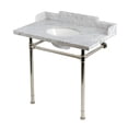 thumbnail image 1 of Kingston Brass KMS36228M386 Wesselman 36" Carrara Marble Console Sink with Stainless Steel Legs (8-Inch, 3-Hole), Carrara Marble White/Polished Nickel, 1 of 4