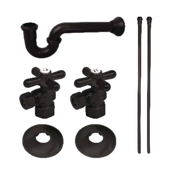 Kingston Brass KPK200 Gourmet Scape Standard Mount Plumbing Supply Kit with 1-1/2" P-Trap - 1/2" IPS Inlet x 3/8" Comp Oulet, Matte Black