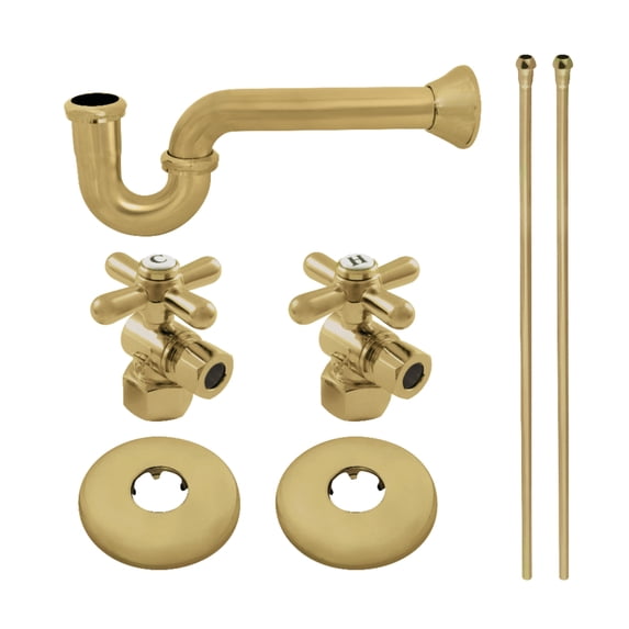 Kingston Brass KPK207 Gourmet Scape Traditional Plumbing Sink Trim Kit with P-Trap in Brushed Brass
