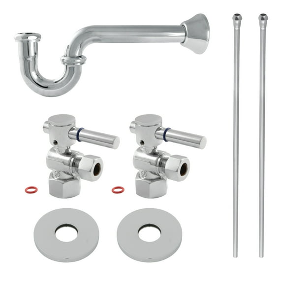Kingston Brass KPK401 Concord Bathroom Plumbing Supply Kit, 1/2" NPT Female Inlet x 3/8" O.D. Compression Outlet, Polished Chrome