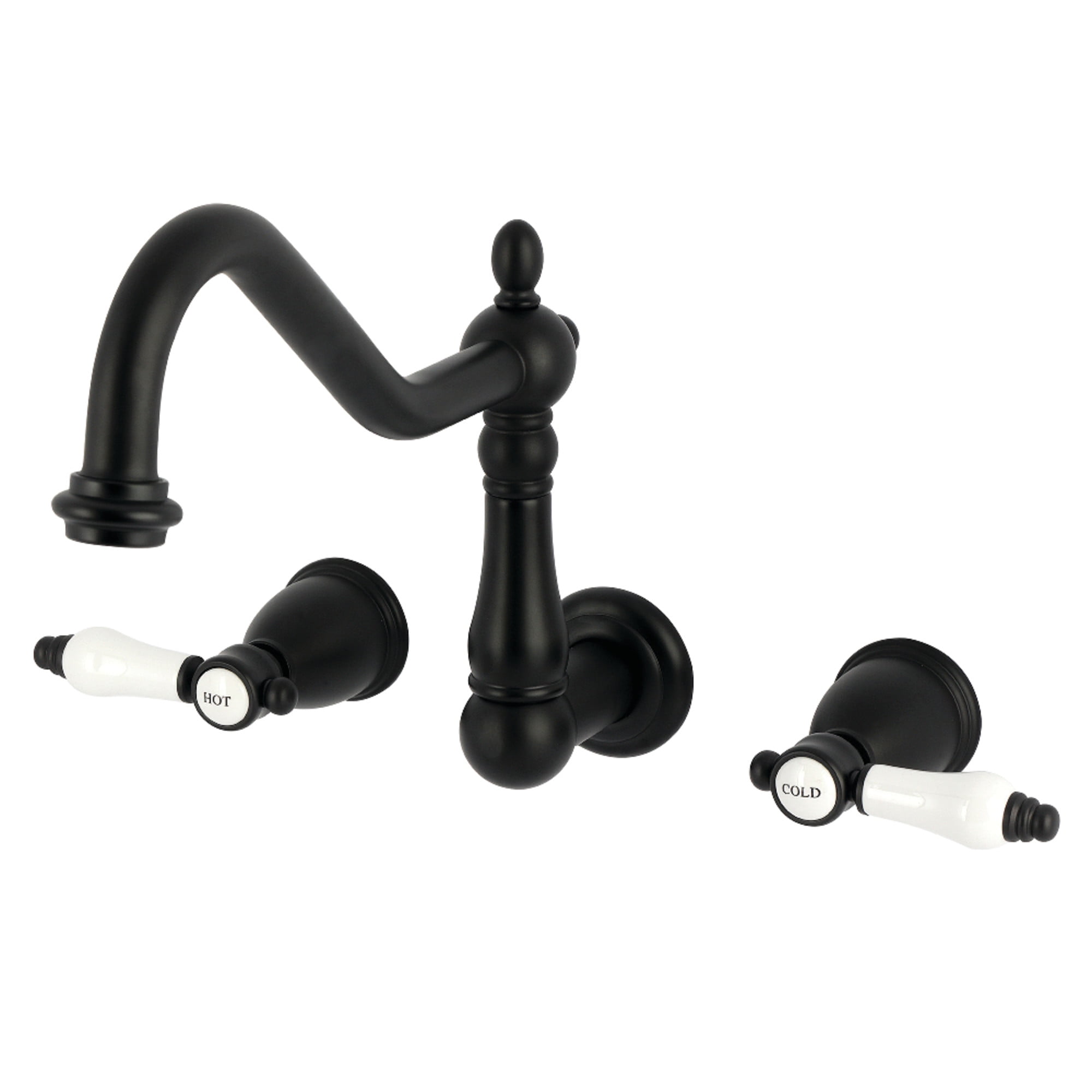 Kingston Brass KS1020BPL Bel-Air Two-Handle Wall Mount Roman Tub Faucet, Matte Black