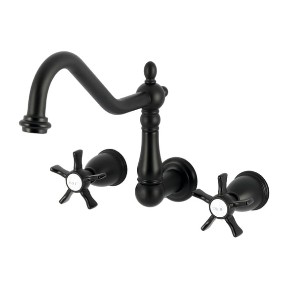 Kingston Brass KS1020NX Hamilton Two-Handle Wall Mount Roman Tub Faucet, Matte Black