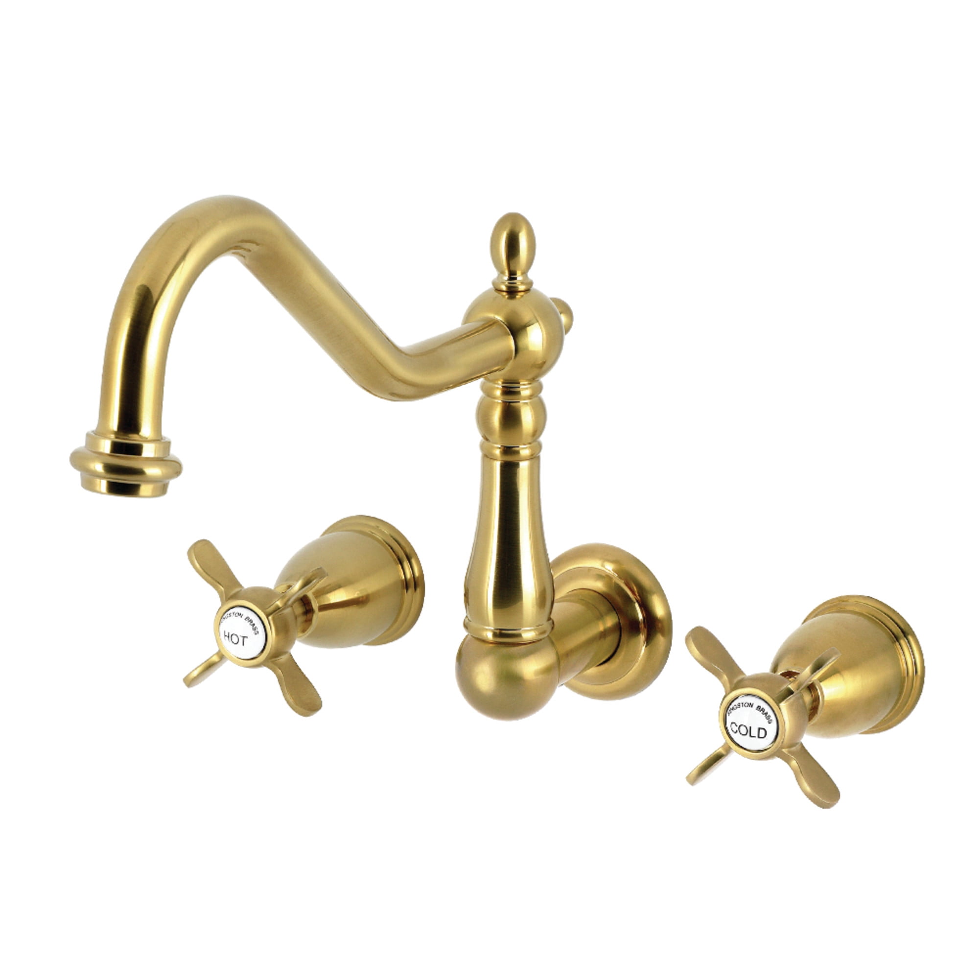 Kingston Brass KS1027BEX Essex Two-Handle Wall Mount Roman Tub Faucet, Brushed Brass