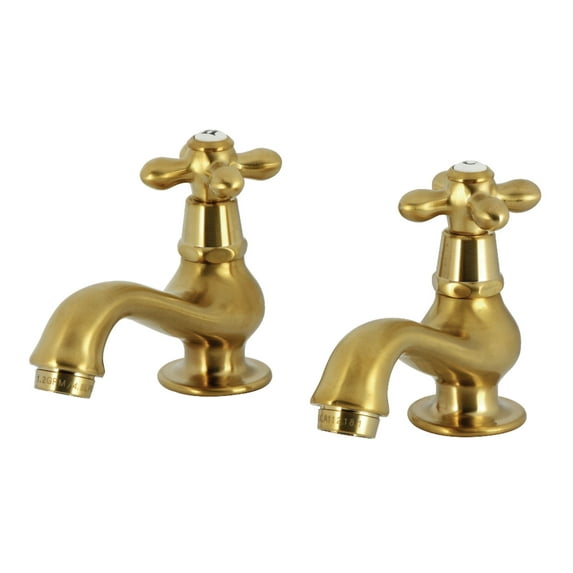 Kingston Brass KS1107AX Heritage Basin Tap Faucet with Metal Cross Handle, Brushed Brass