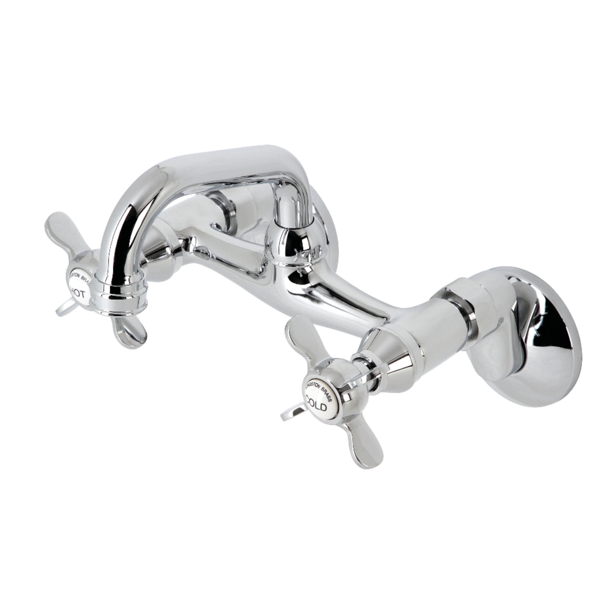 Kingston Brass KS112C Kingston Two-Handle 2-Hole Wall Mount Bar Faucet in Polished Chrome