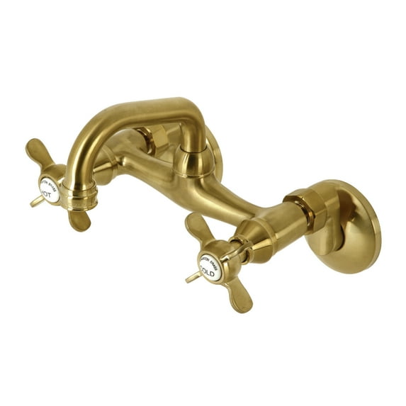 Kingston Brass KS112SB Two-Handle Wall Mount Bar Faucet, Brushed Brass