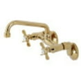thumbnail image 1 of Kingston Brass KS113PB Essex Two Handle Wall Mount Kitchen Faucet, Polished Brass, 1 of 5