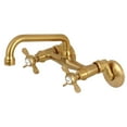 thumbnail image 1 of Kingston Brass KS113SB Essex Two Handle Wall Mount Kitchen Faucet, Brushed Brass, 1 of 2