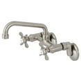 thumbnail image 1 of Kingston Brass KS113SN Essex Two Handle Wall Mount Kitchen Faucet, Brushed Nickel, 1 of 3