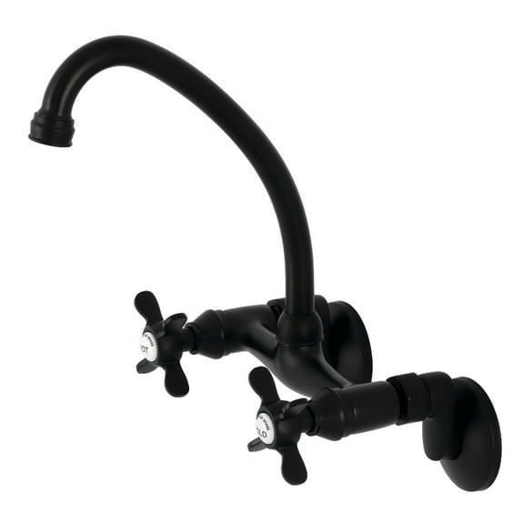 Kingston Brass KS114MB Essex Two Handle Wall Mount Kitchen Faucet, Matte Black