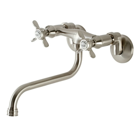 Kingston Brass KS115SN Essex Two Handle Wall Mount Bathroom Faucet, Brushed Nickel