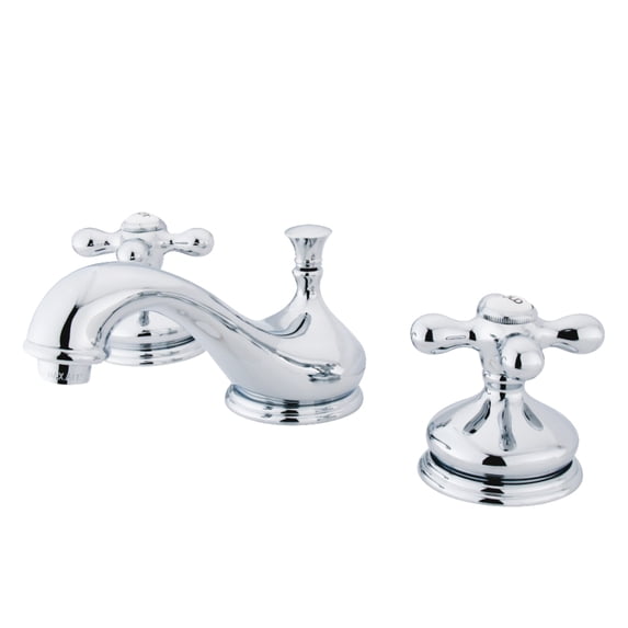 Kingston Brass KS1161AX Heritage Two-Handle 3-Hole Deck Mount Widespread Bathroom Faucet with Brass Pop-Up in Polished Chrome