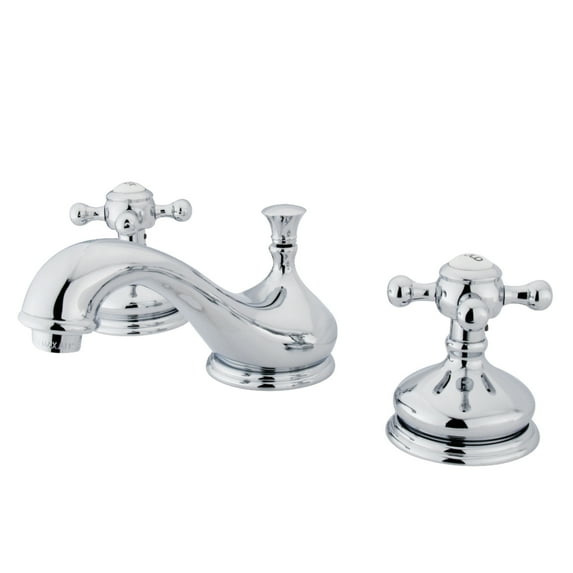 Kingston Brass KS1161BX Vintage Two-Handle 3-Hole Deck Mount Widespread Bathroom Faucet with Brass Pop-Up in Polished Chrome