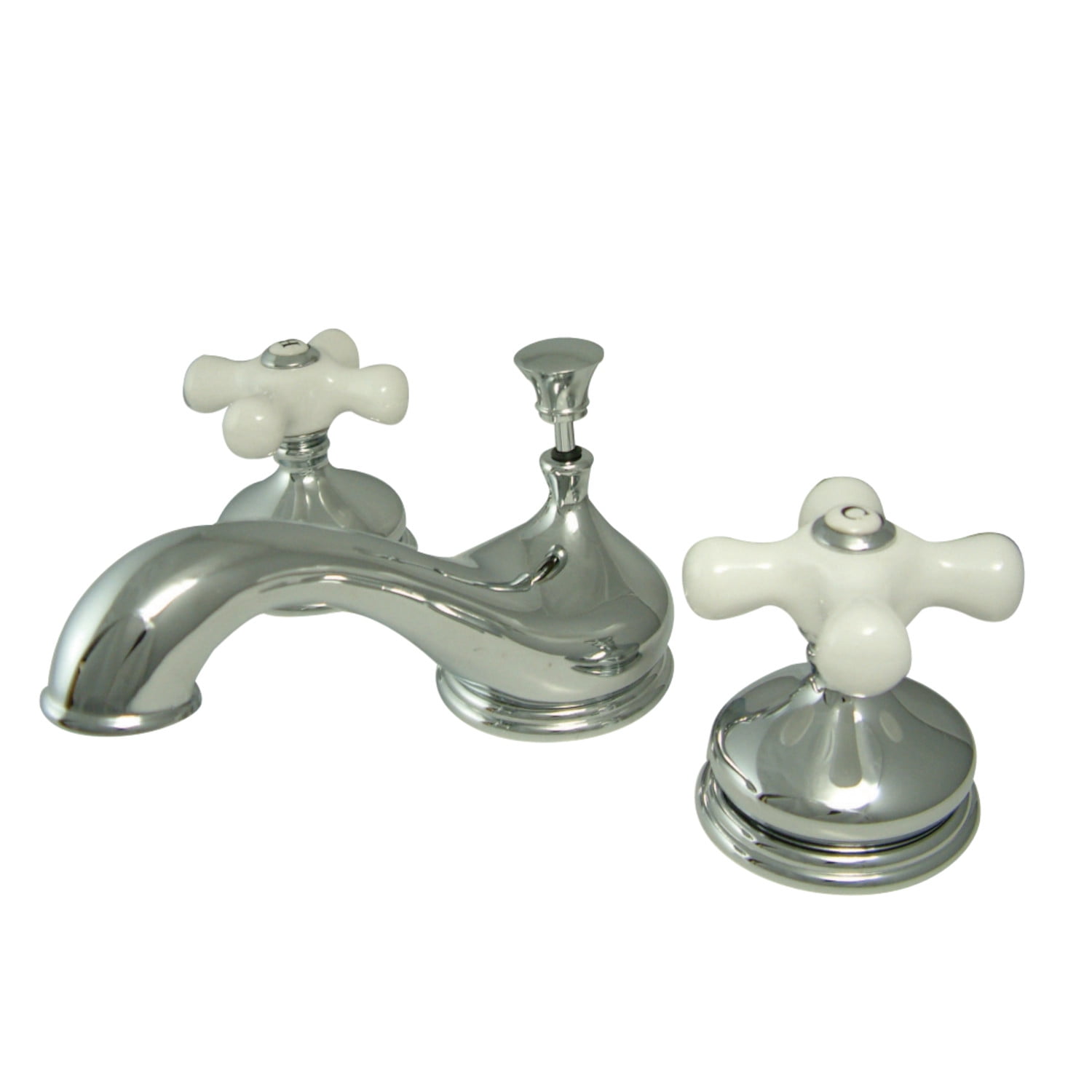 Heritage Polished Chrome Dual-Cross Handle Widespread Bathroom Faucet
