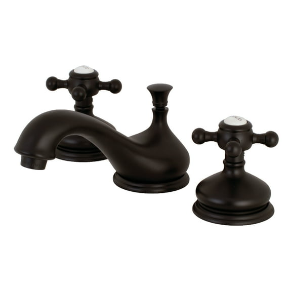 Kingston Brass KS1165BX Vintage Two-Handle 3-Hole Deck Mount Widespread Bathroom Faucet with Brass Pop-Up in Oil Rubbed Bronze