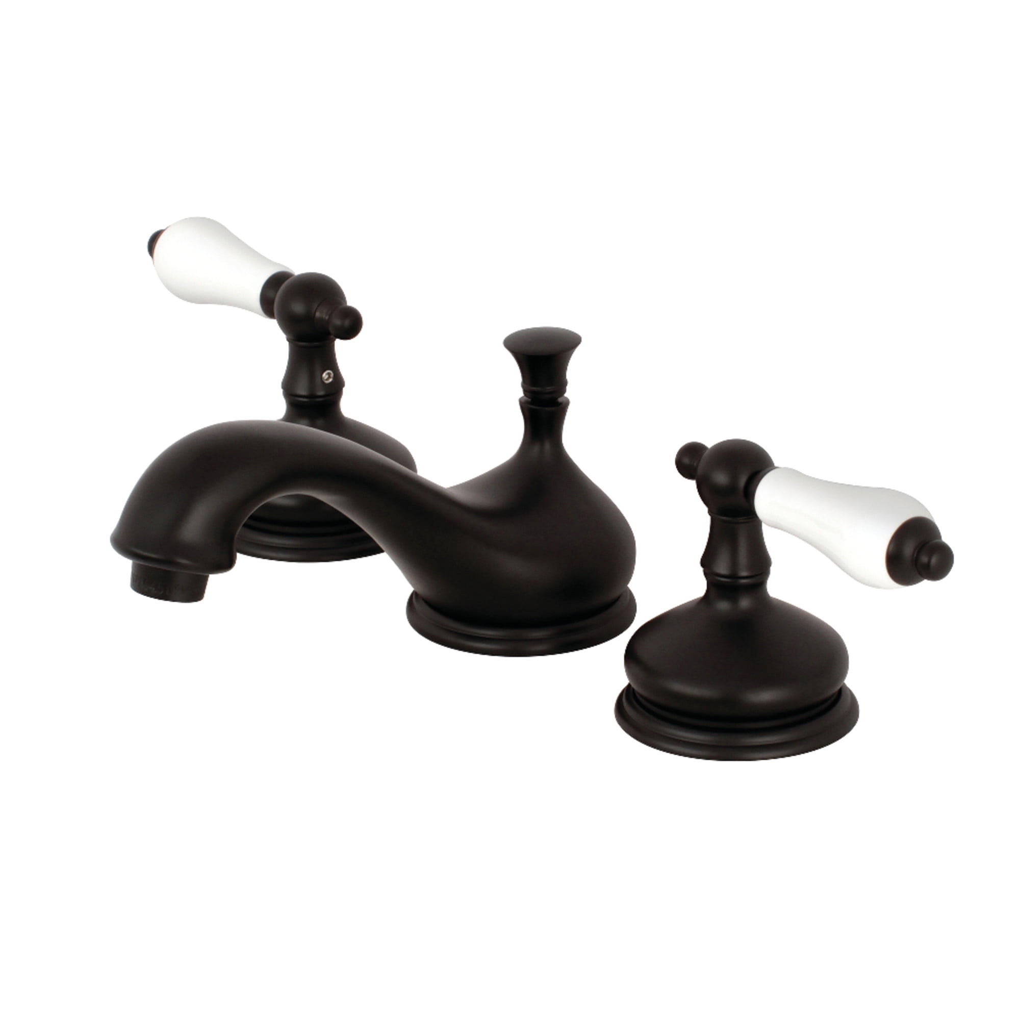 Kingston Brass KS1165PL Heritage Two-Handle 3-Hole Deck Mount Widespread Bathroom Faucet with Brass Pop-Up in Oil Rubbed Bronze