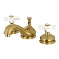 thumbnail image 1 of Kingston Brass KS1167PX Heritage Two-Handle 3-Hole Deck Mount Widespread Bathroom Faucet with Brass Pop-Up in Brushed Brass, 1 of 8