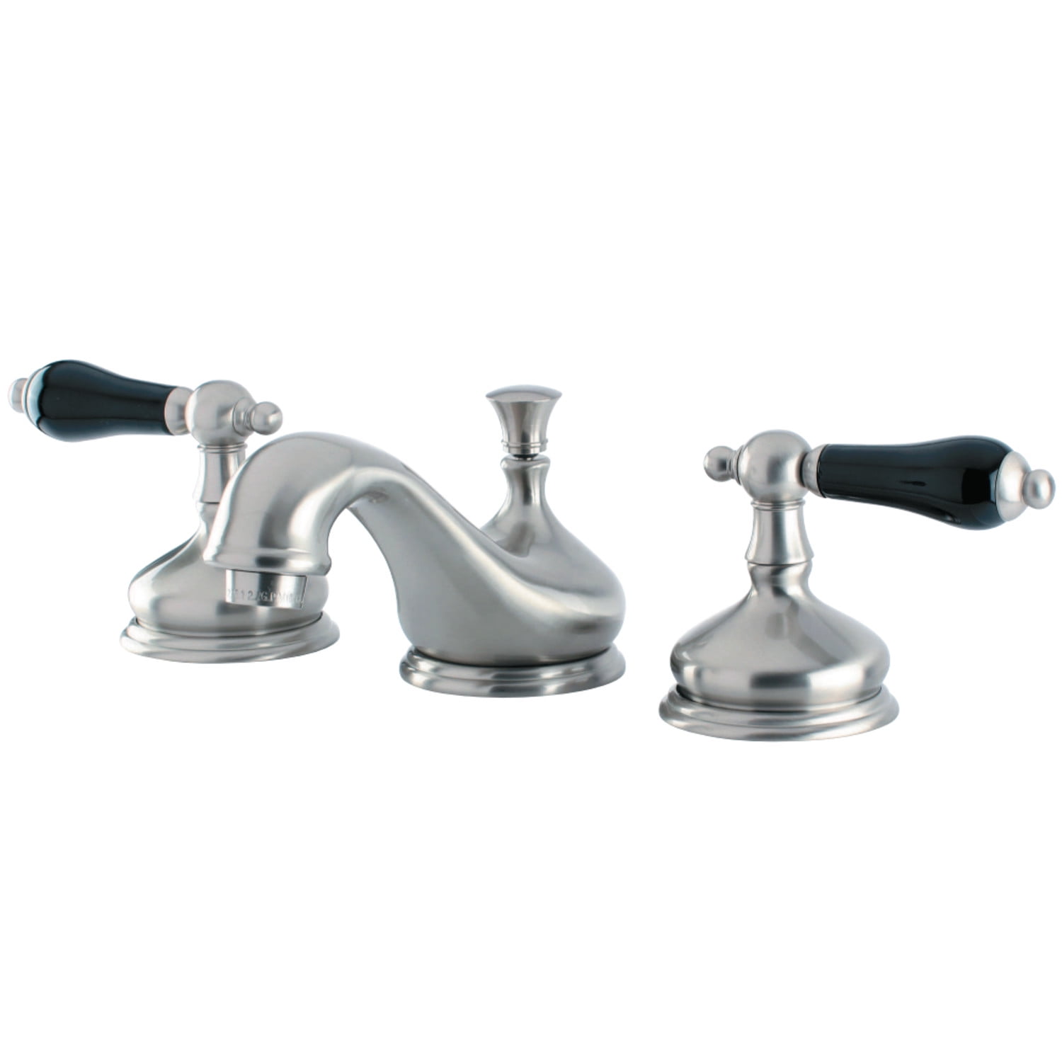 Duchess Brushed Nickel Widespread Bathroom Faucet with Porcelain Handles