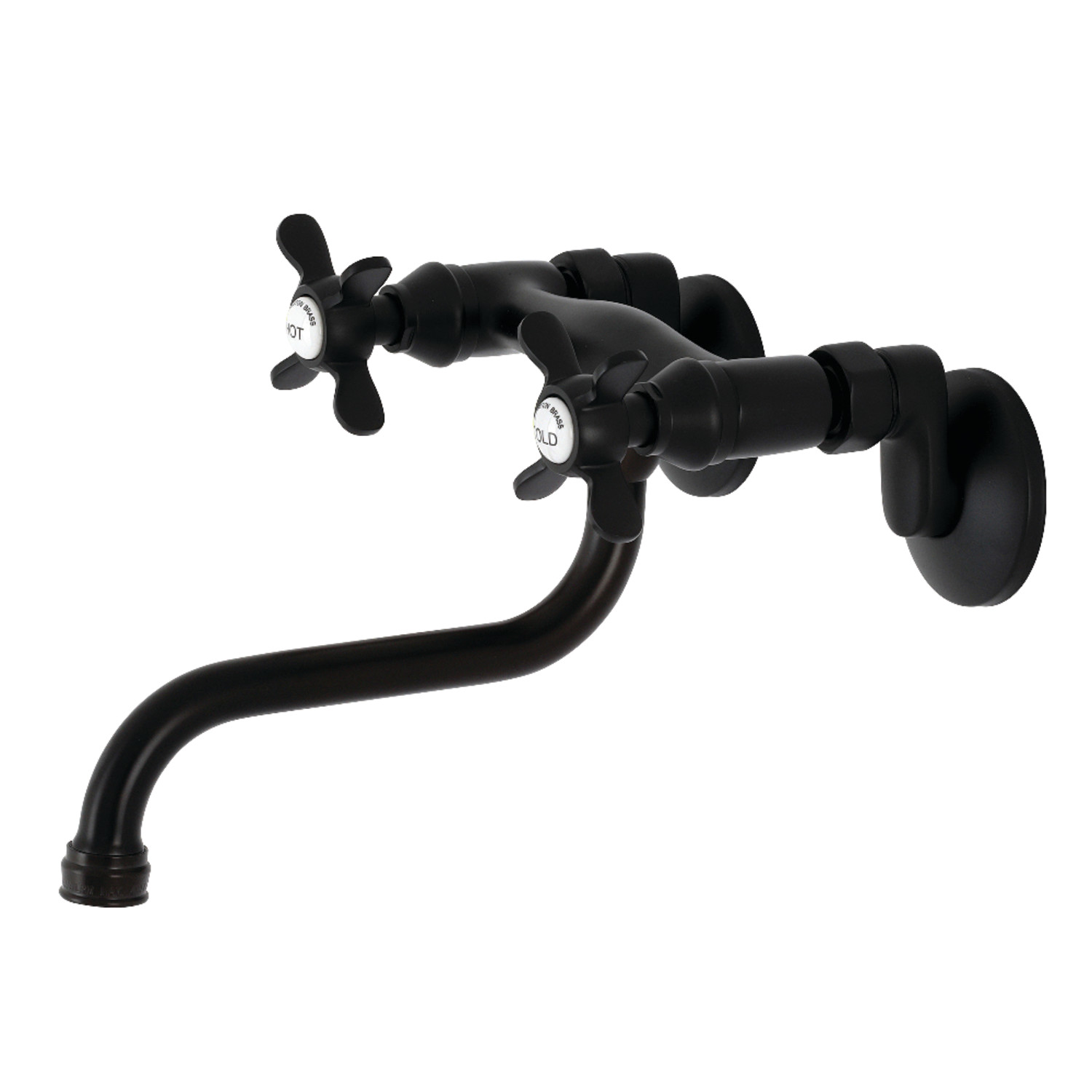 Kingston Brass KS116MB Essex Two Handle Wall Mount Bathroom Faucet, Matte Black