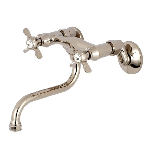 Kingston Brass KS116PN Essex Two Handle Wall Mount Bathroom Faucet, Polished Nickel