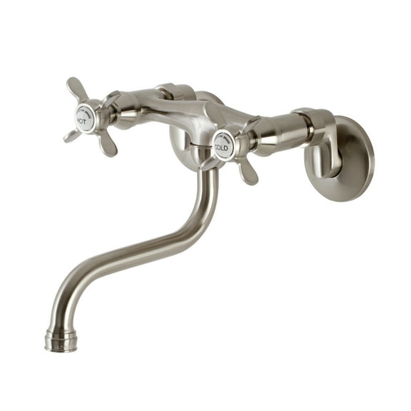 Kingston Brass KS116SN Essex Two Handle Wall Mount Bathroom Faucet, Brushed Nickel