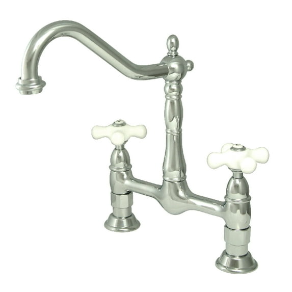 Kingston Brass KS1171PX Heritage Bridge Kitchen Faucet, Polished Chrome
