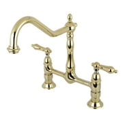 Kingston Brass KS1172AL Heritage Bridge Kitchen Faucet, Polished Brass