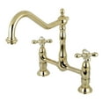 thumbnail image 1 of Kingston Brass KS1172AX Heritage Bridge Kitchen Faucet, Polished Brass, 1 of 3