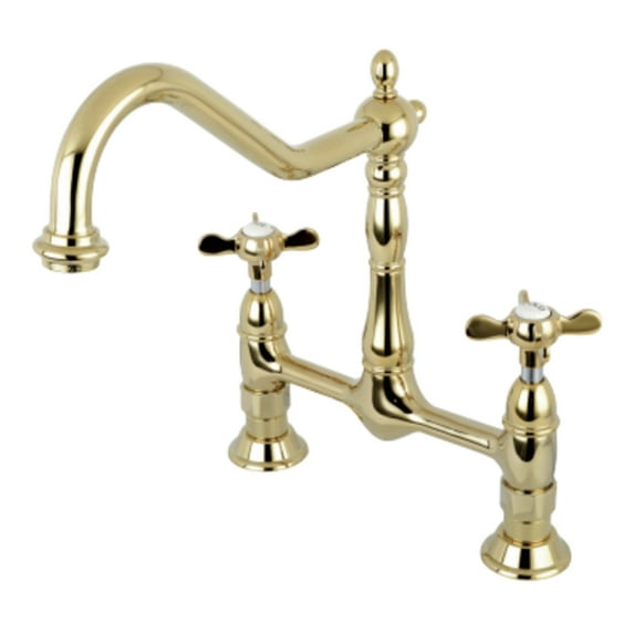 Kingston Brass KS1172BEX Essex Bridge Kitchen Faucet, Polished Brass