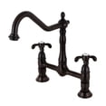 thumbnail image 1 of Kingston Brass KS1175TX French Country Bridge Kitchen Faucet, Oil Rubbed Bronze, 1 of 5